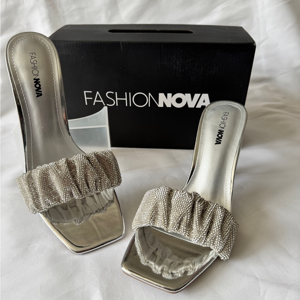 Fashion Nova Silver Heeled Sandals